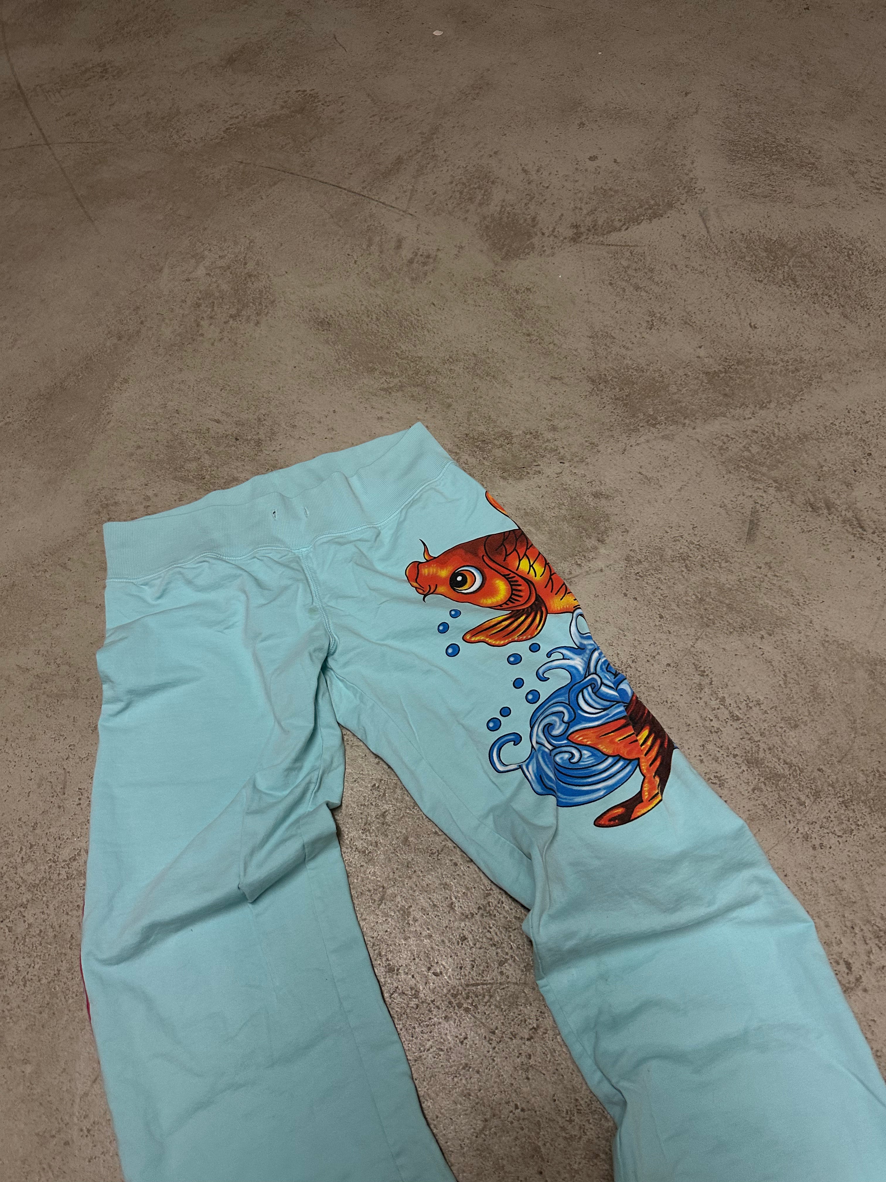 Vintage Ed Hardy Jogger – Größe L (Babyblau)