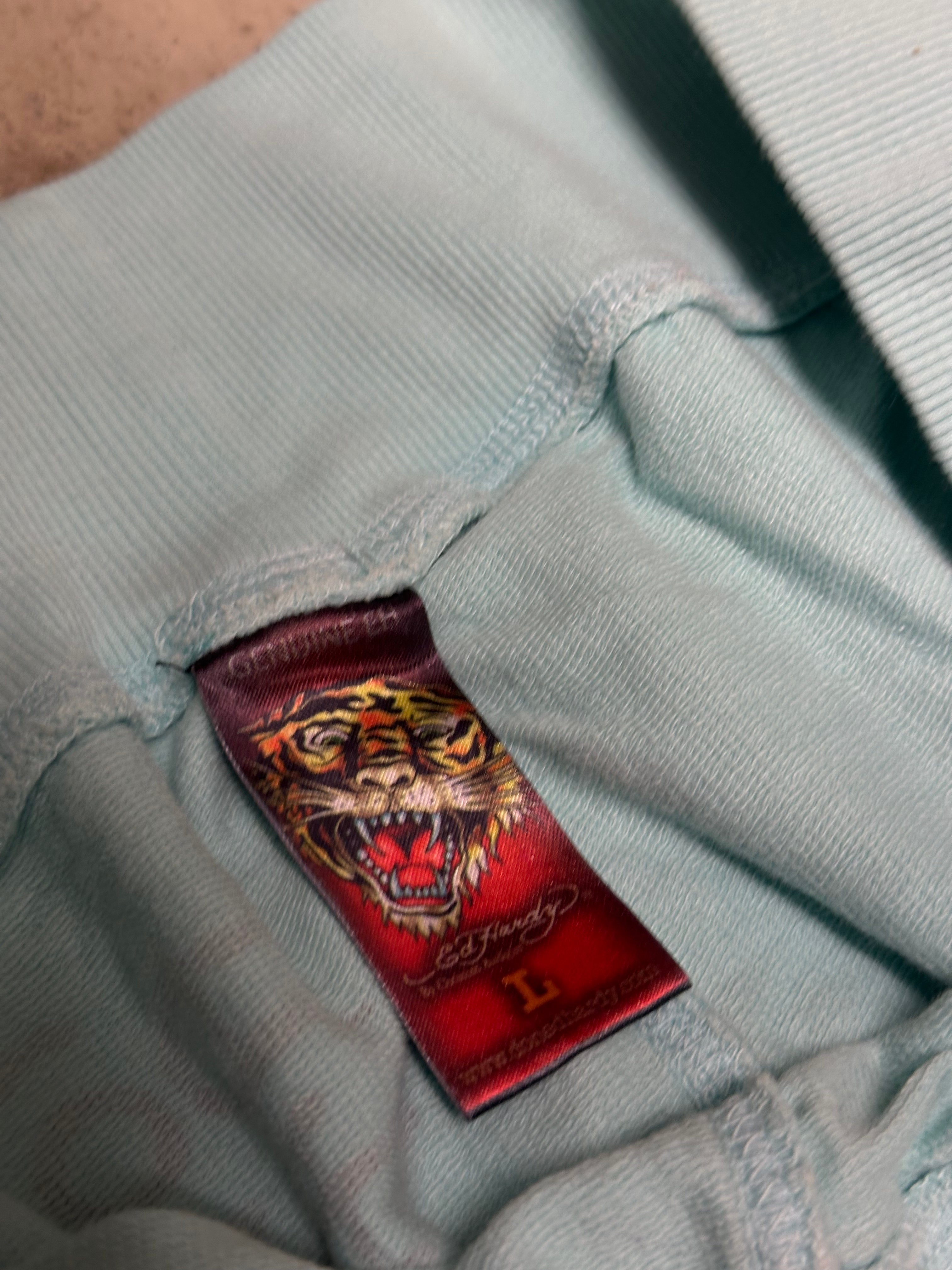 Vintage Ed Hardy Jogger – Größe L (Babyblau)