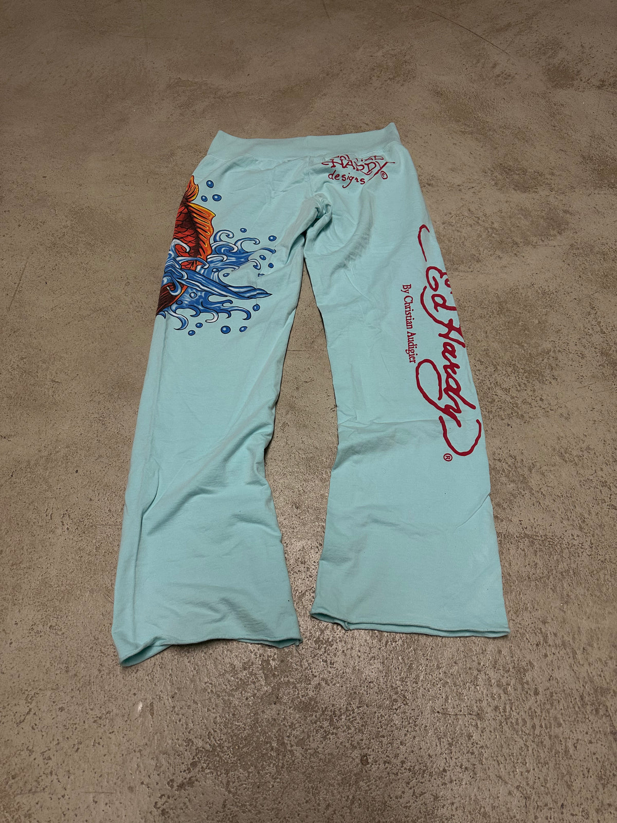 Vintage Ed Hardy Jogger – Größe L (Babyblau)
