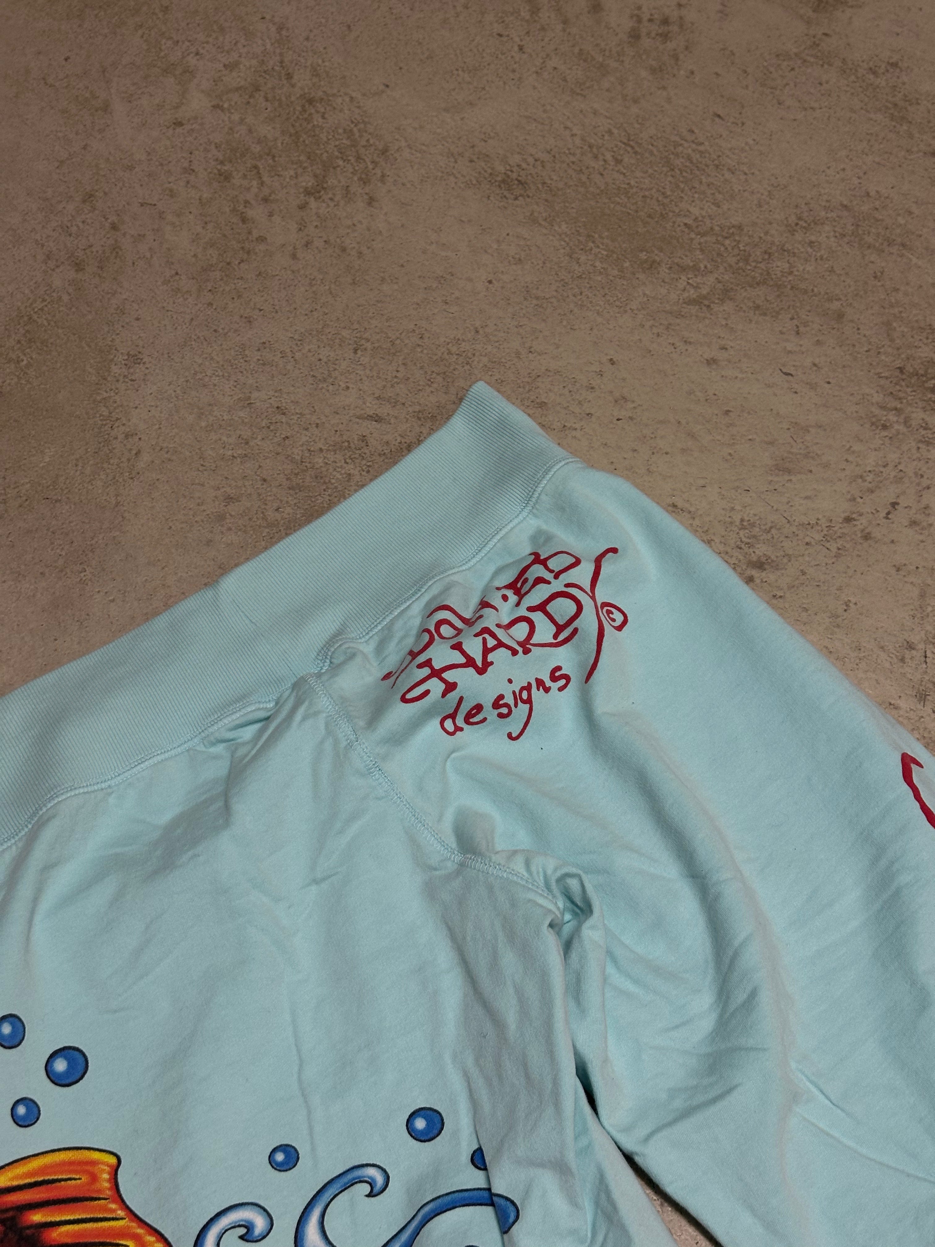 Vintage Ed Hardy Jogger – Größe L (Babyblau)