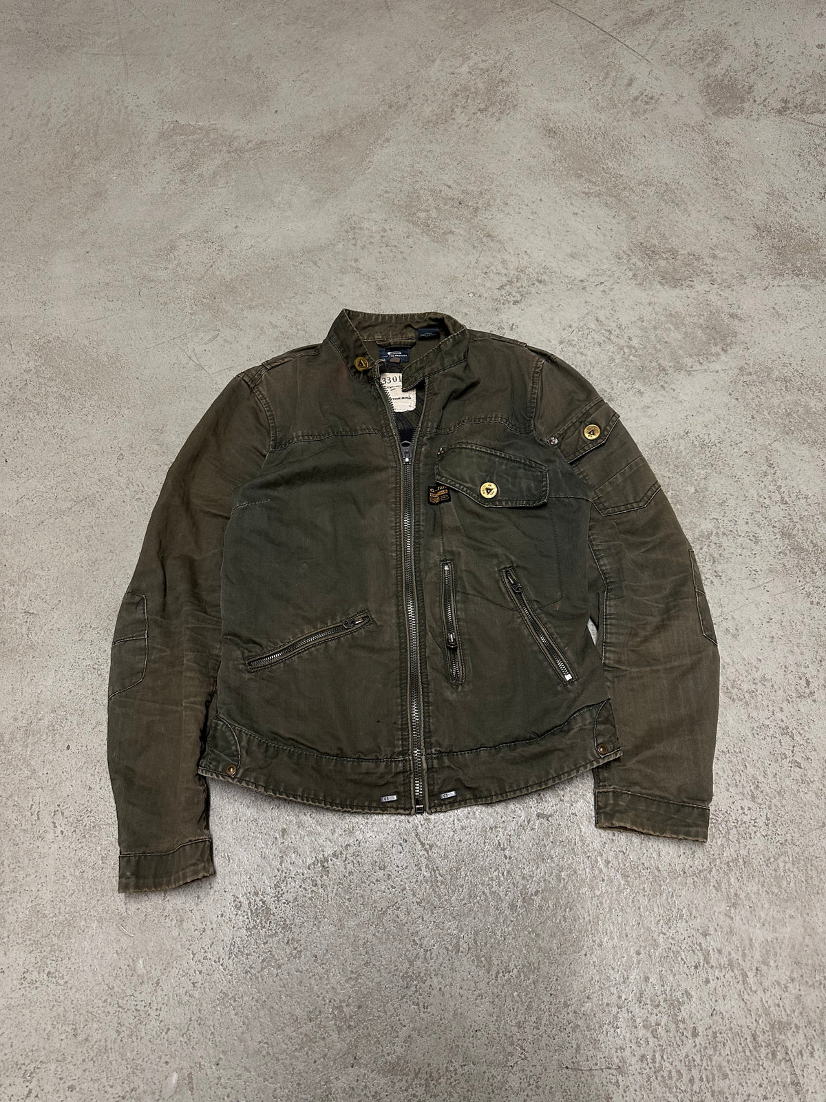Vintage G-Star Raw Biker Jacke – Grün, Größe M