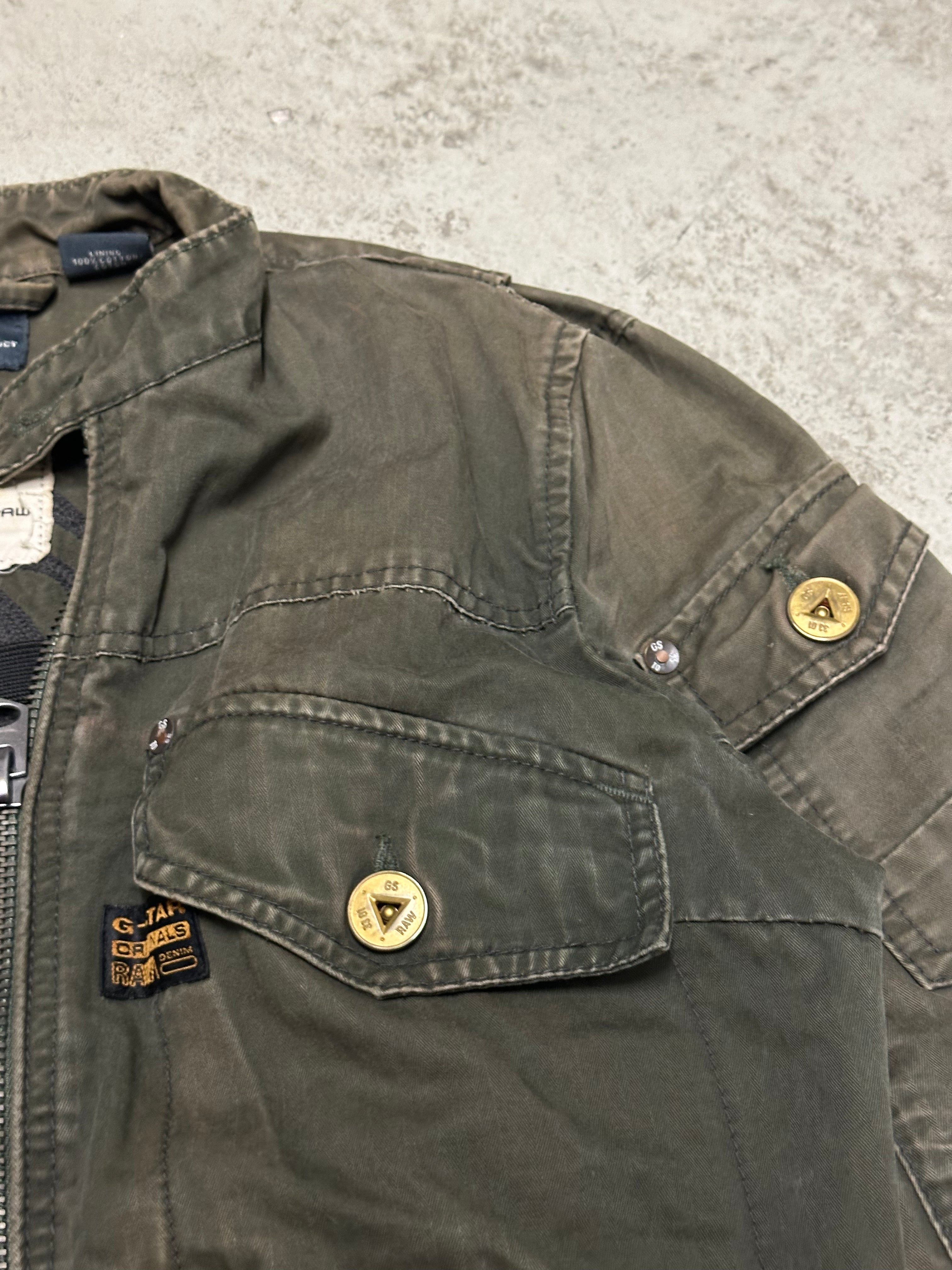 Vintage G-Star Raw Biker Jacke – Grün, Größe M