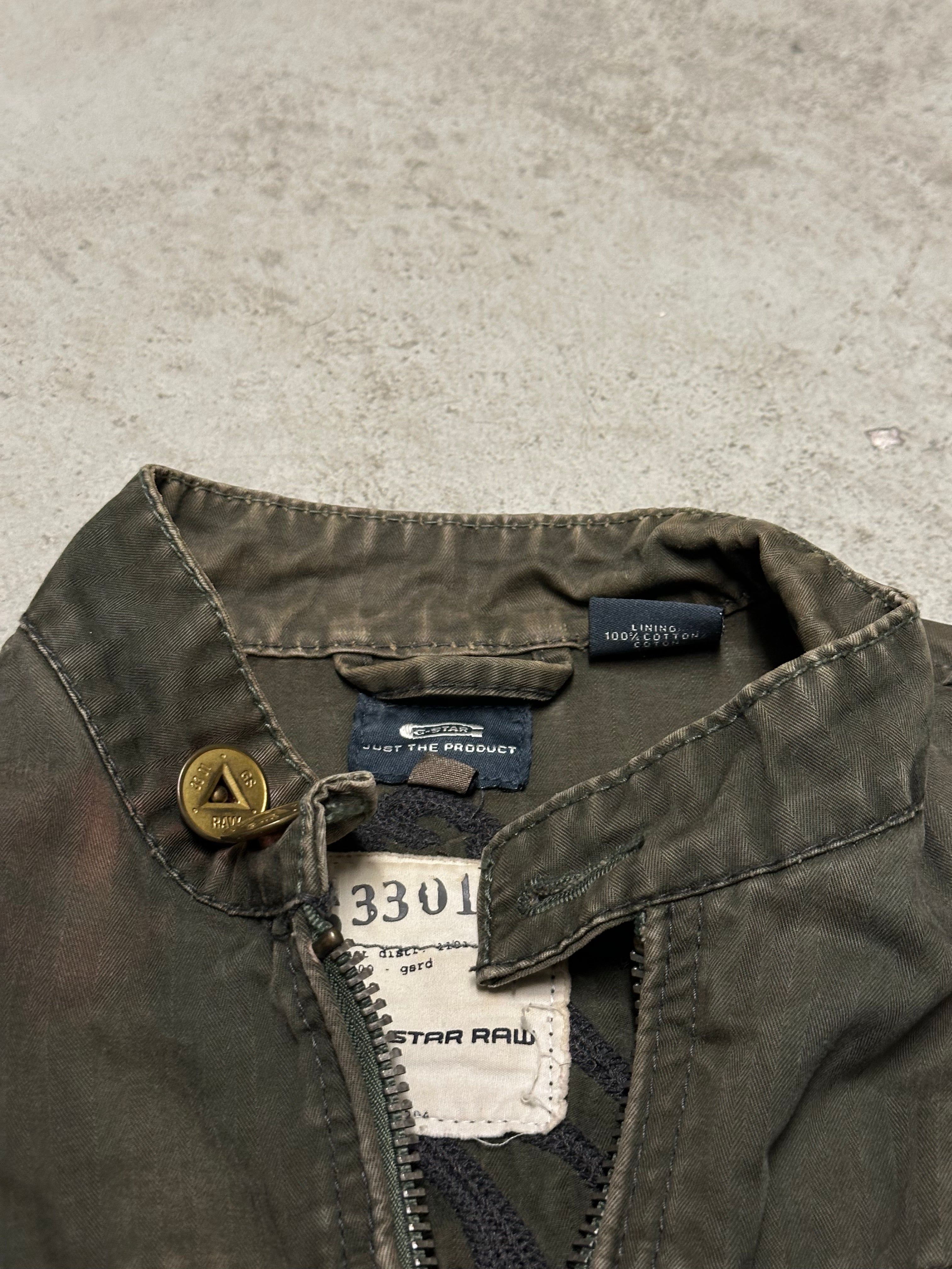 Vintage G-Star Raw Biker Jacke – Grün, Größe M