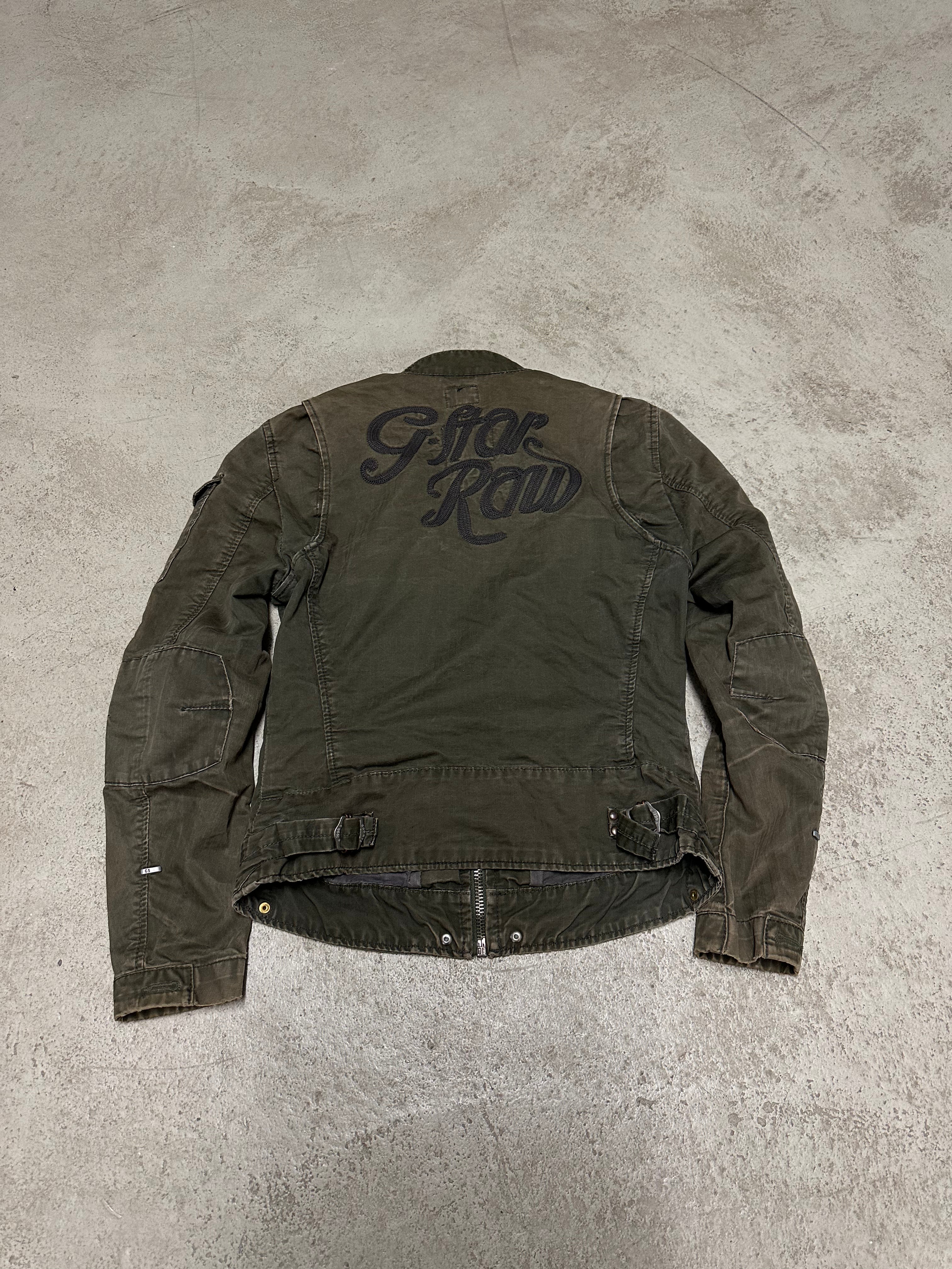 Vintage G-Star Raw Biker Jacke – Grün, Größe M
