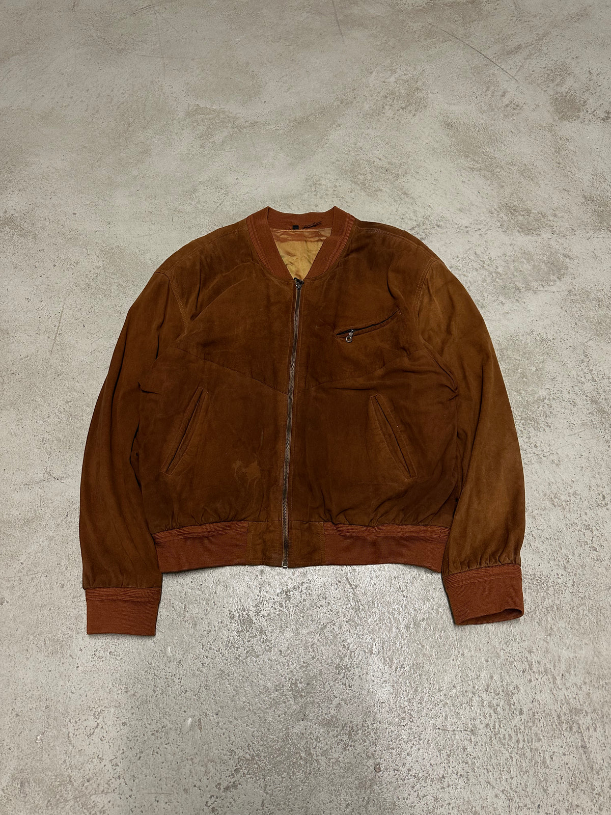 Vintage Machiavelli Echtlederjacke – Grau, Größe XL