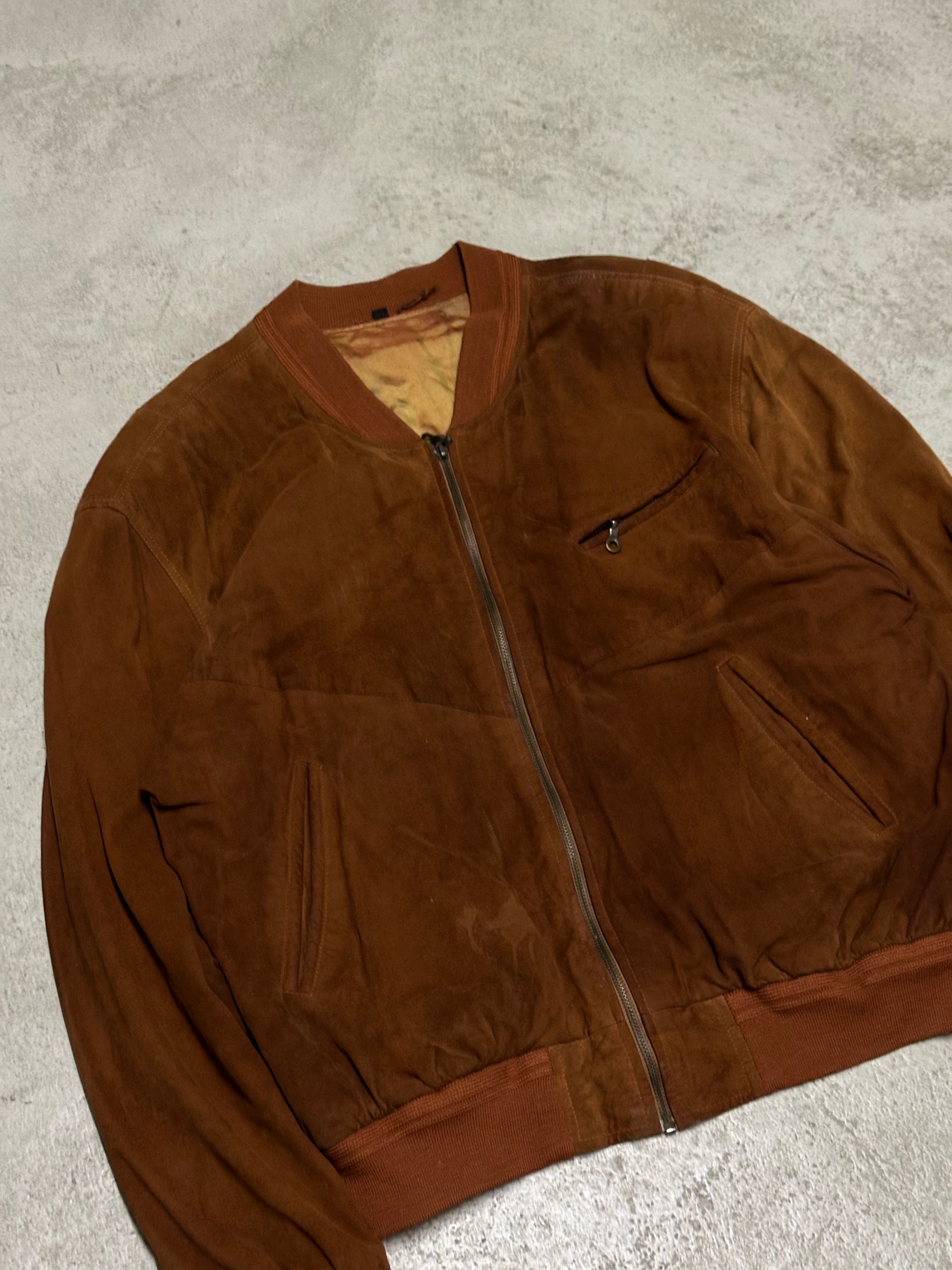 Vintage Machiavelli Echtlederjacke – Grau, Größe XL