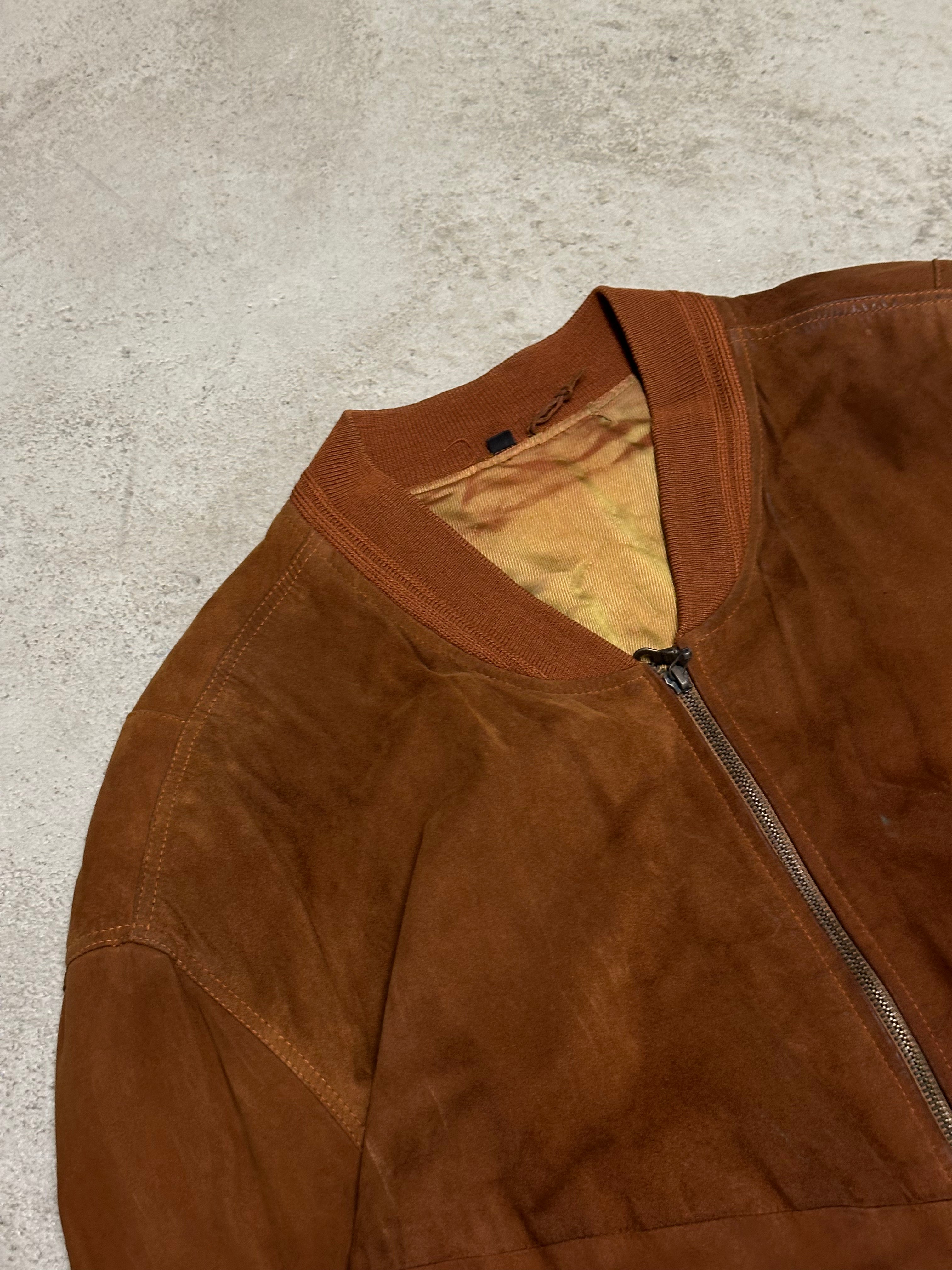 Vintage Machiavelli Echtlederjacke – Grau, Größe XL