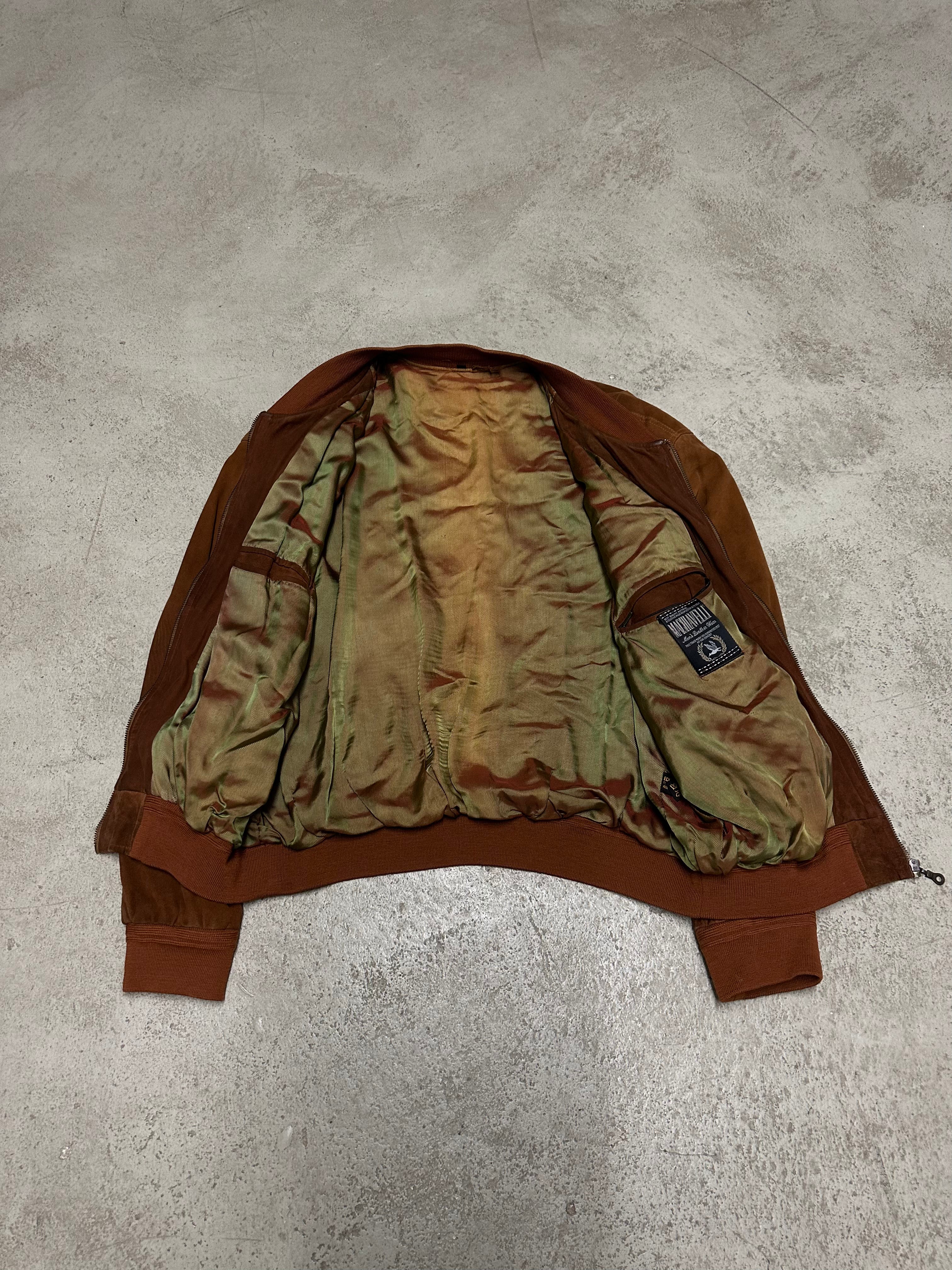 Vintage Machiavelli Echtlederjacke – Grau, Größe XL