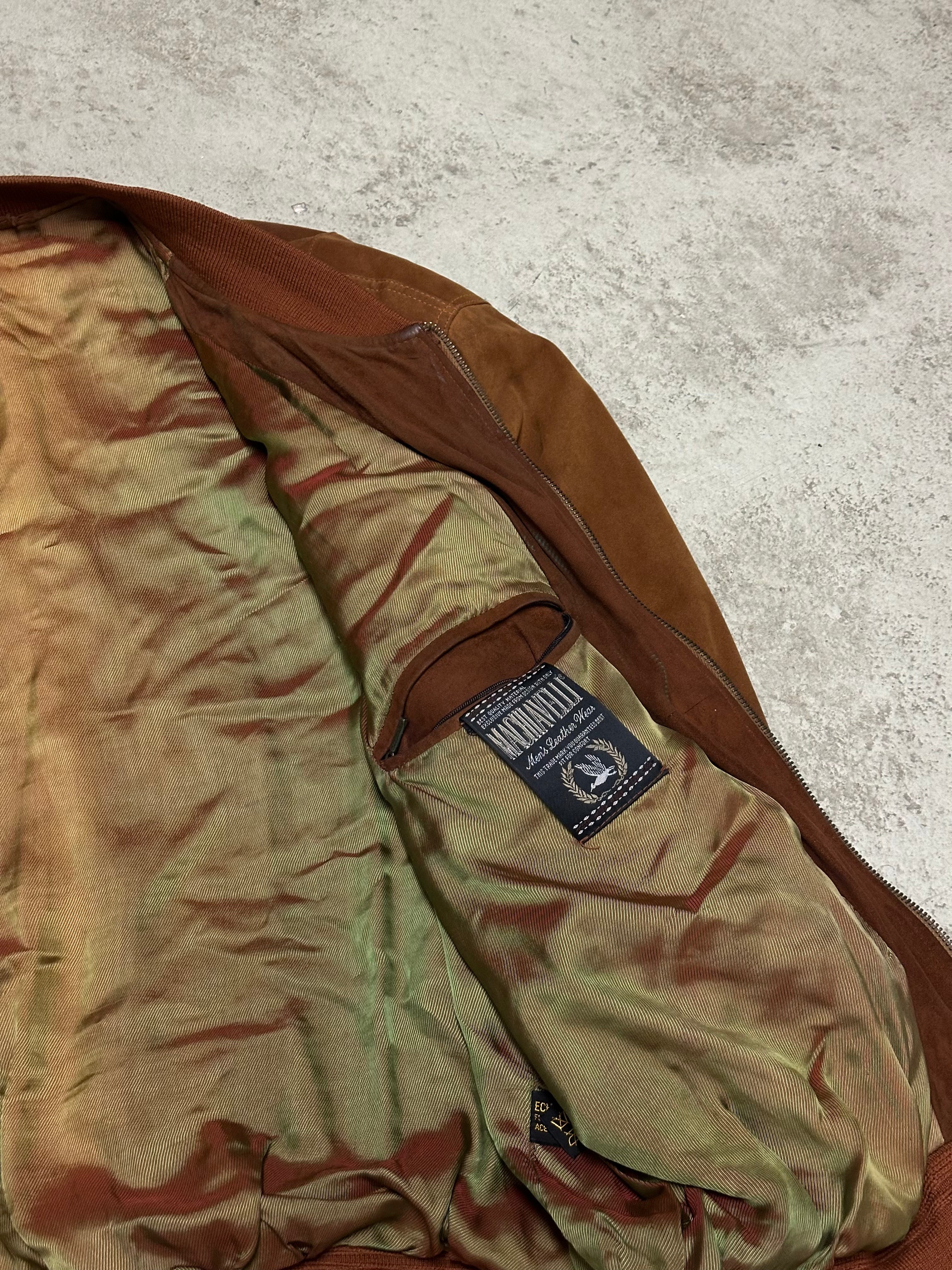 Vintage Machiavelli Echtlederjacke – Grau, Größe XL