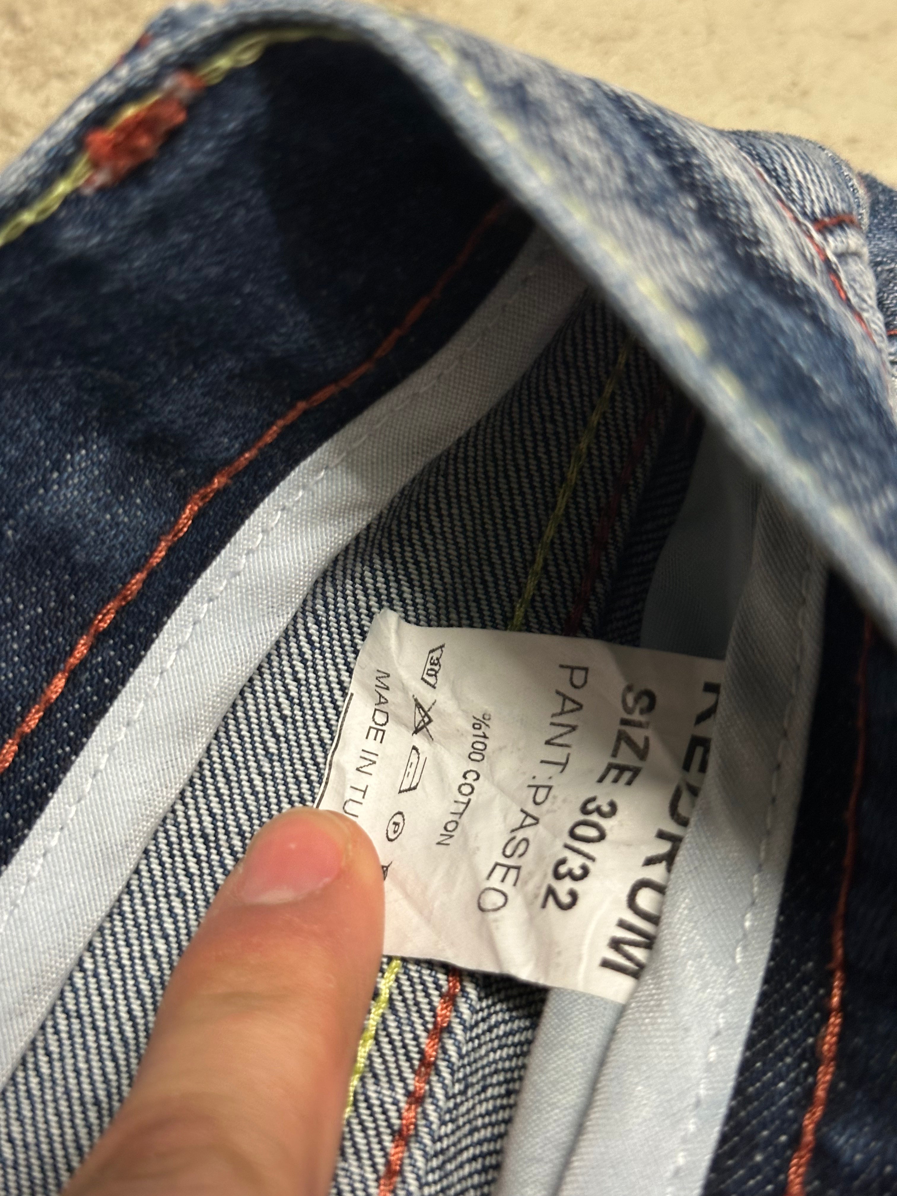 Y2K Vintage Redrum Baggy Jeans W30 L32 Blau mit Backprint Used Look