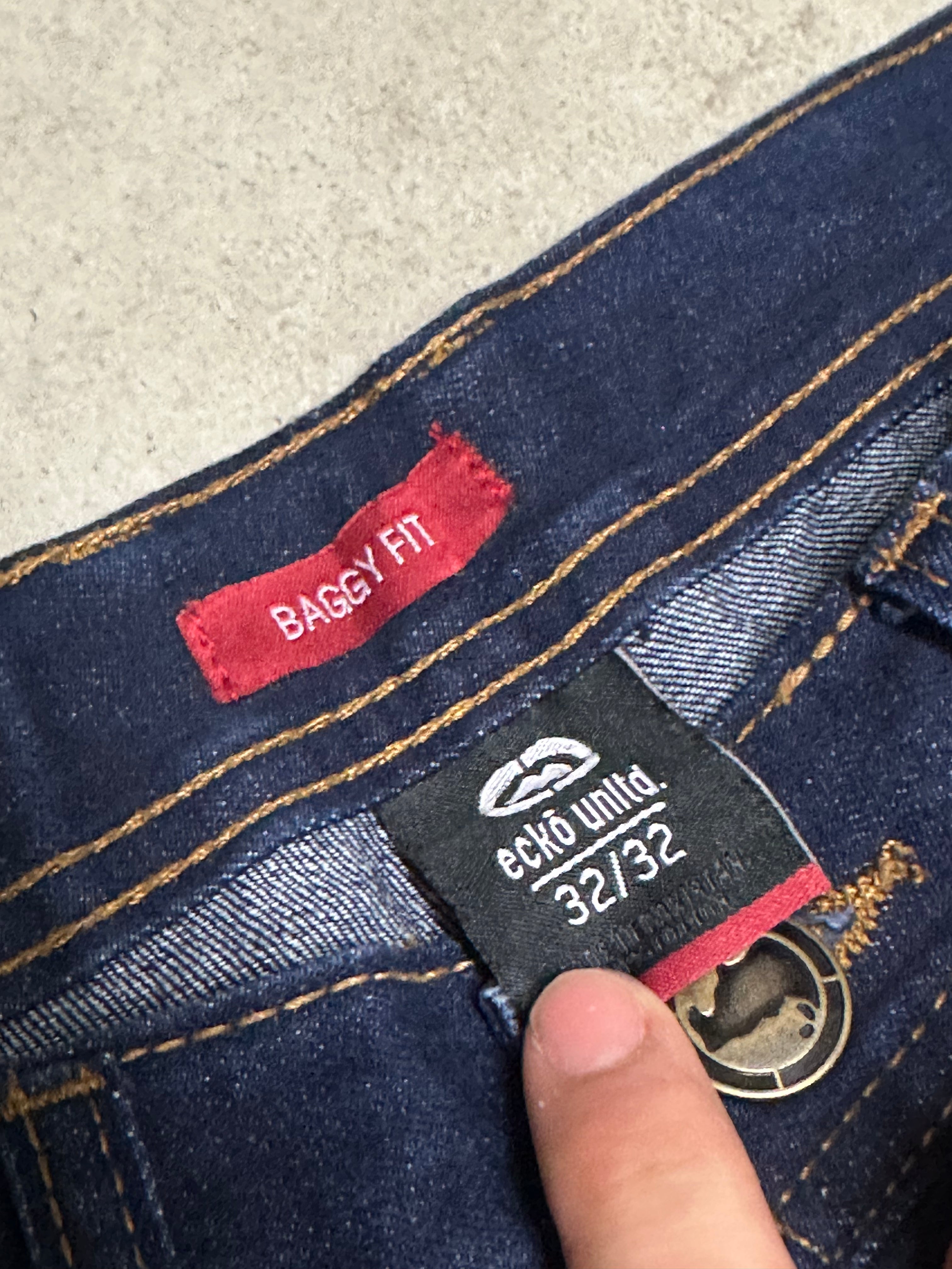 Eckò unltd Y2K Baggy Jeans W32 L32 Dunkelblau – Classic Streetwear Denim