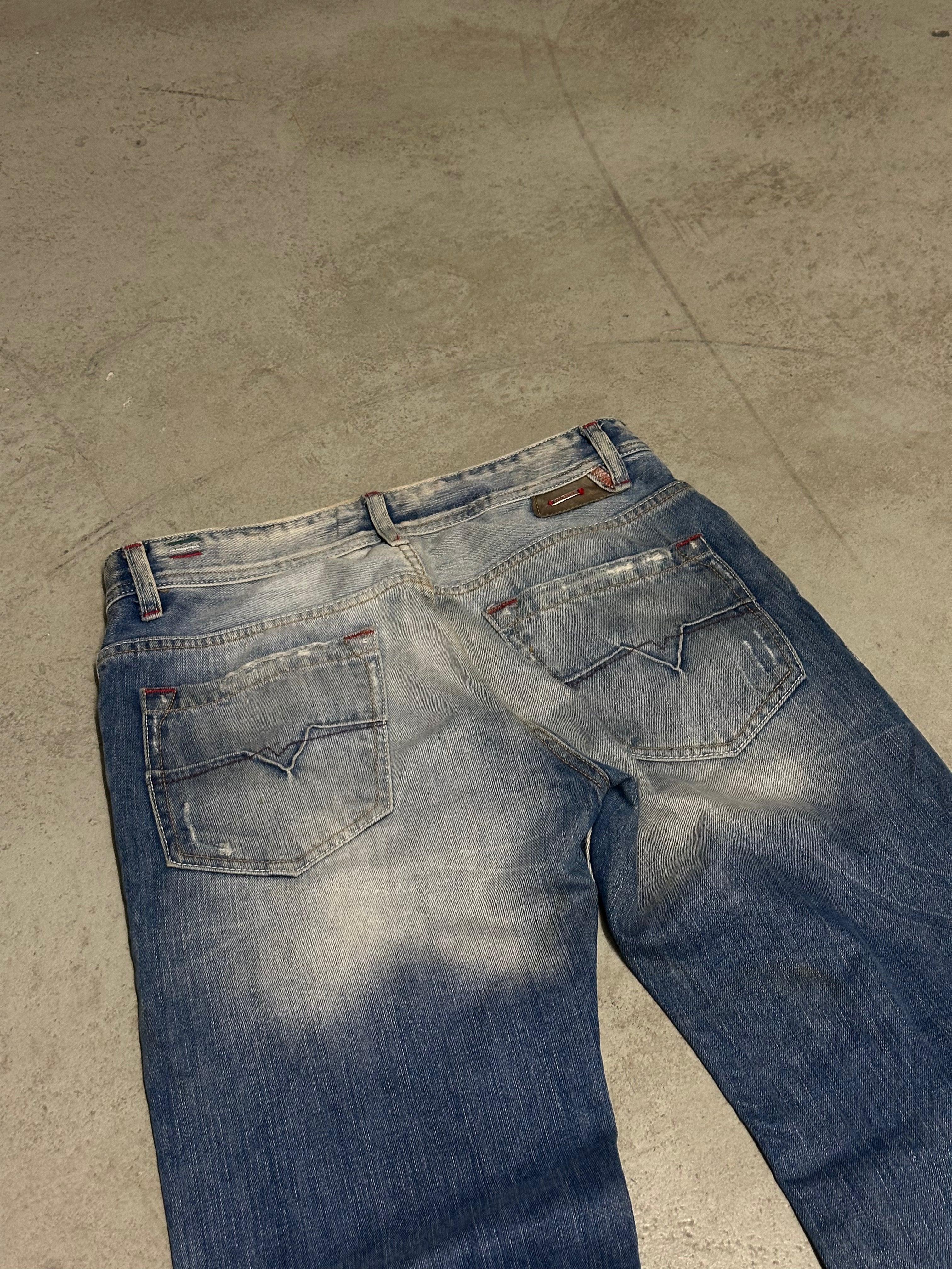 Y2K Vintage Diesel Baggy Jeans – W30 L32 – Blue Denim Wash – Low Waist
