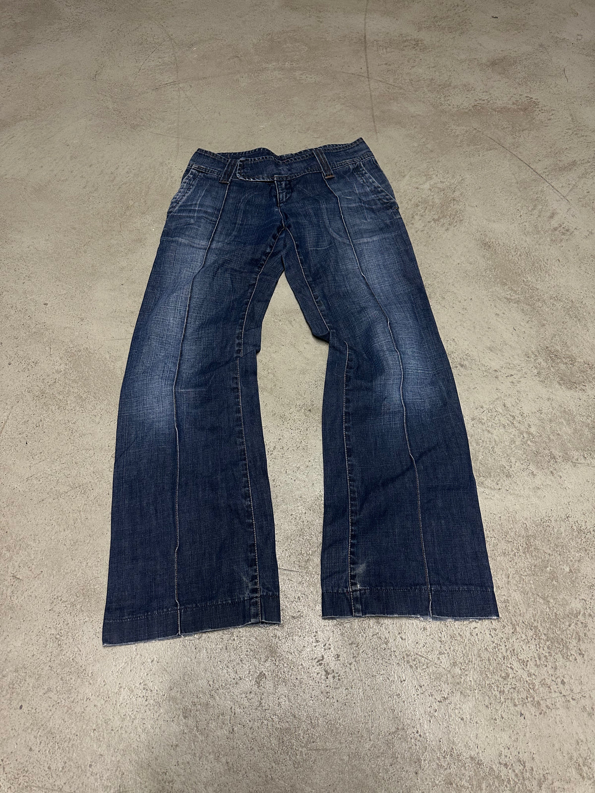 Y2K Vintage Miss Sixty Bootcut Baggy Jeans – Size 27 – Dunkelblau – Low Waist