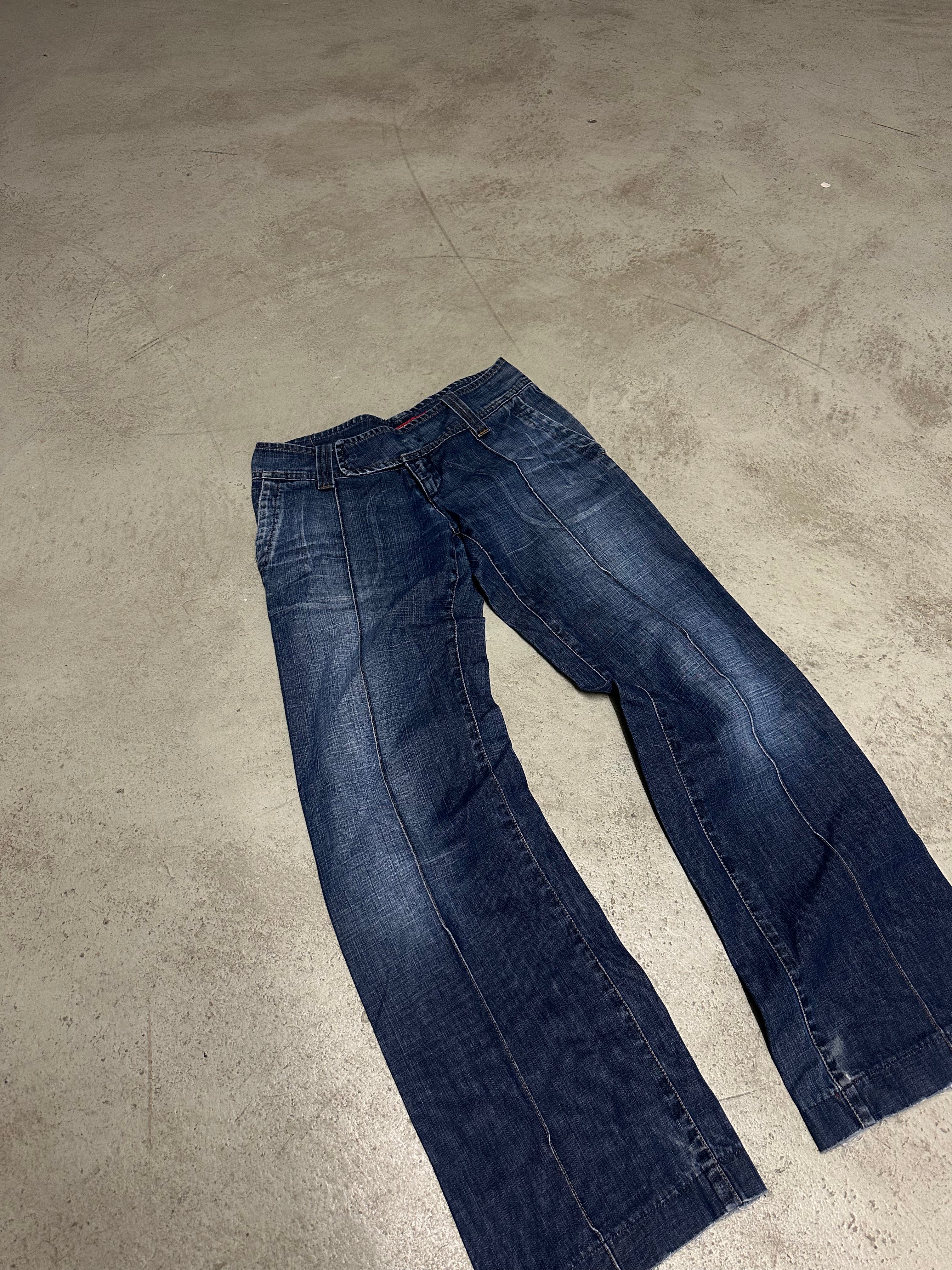Y2K Vintage Miss Sixty Bootcut Baggy Jeans – Size 27 – Dunkelblau – Low Waist