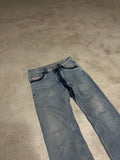 Y2K Vintage Diesel Extreme Baggy Jeans – W32 L32 – Hellblau – Staggered Look