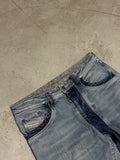 Y2K Vintage Diesel Extreme Baggy Jeans – W32 L32 – Hellblau – Staggered Look