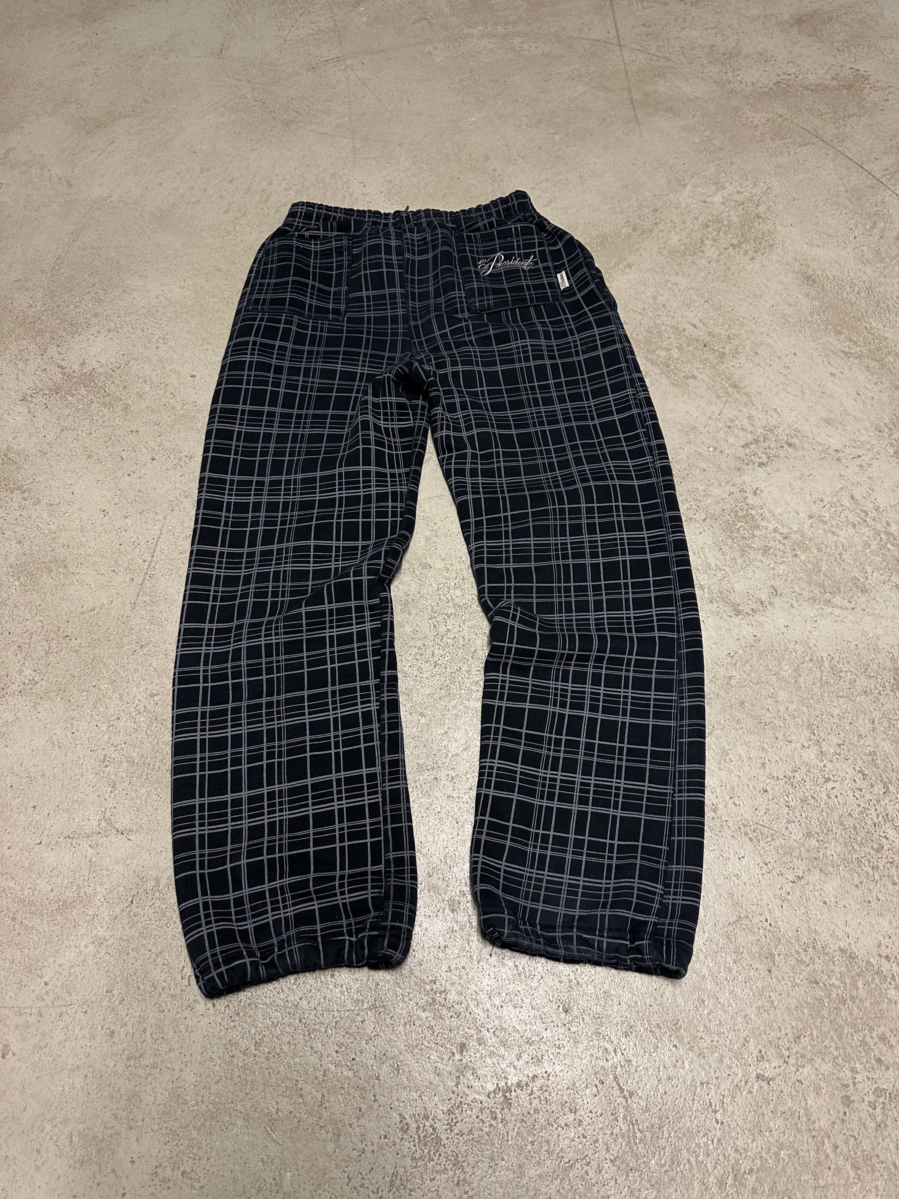 Y2K Vintage El Presidente Baggy Jeans – Size S – Schwarz – White Stripes