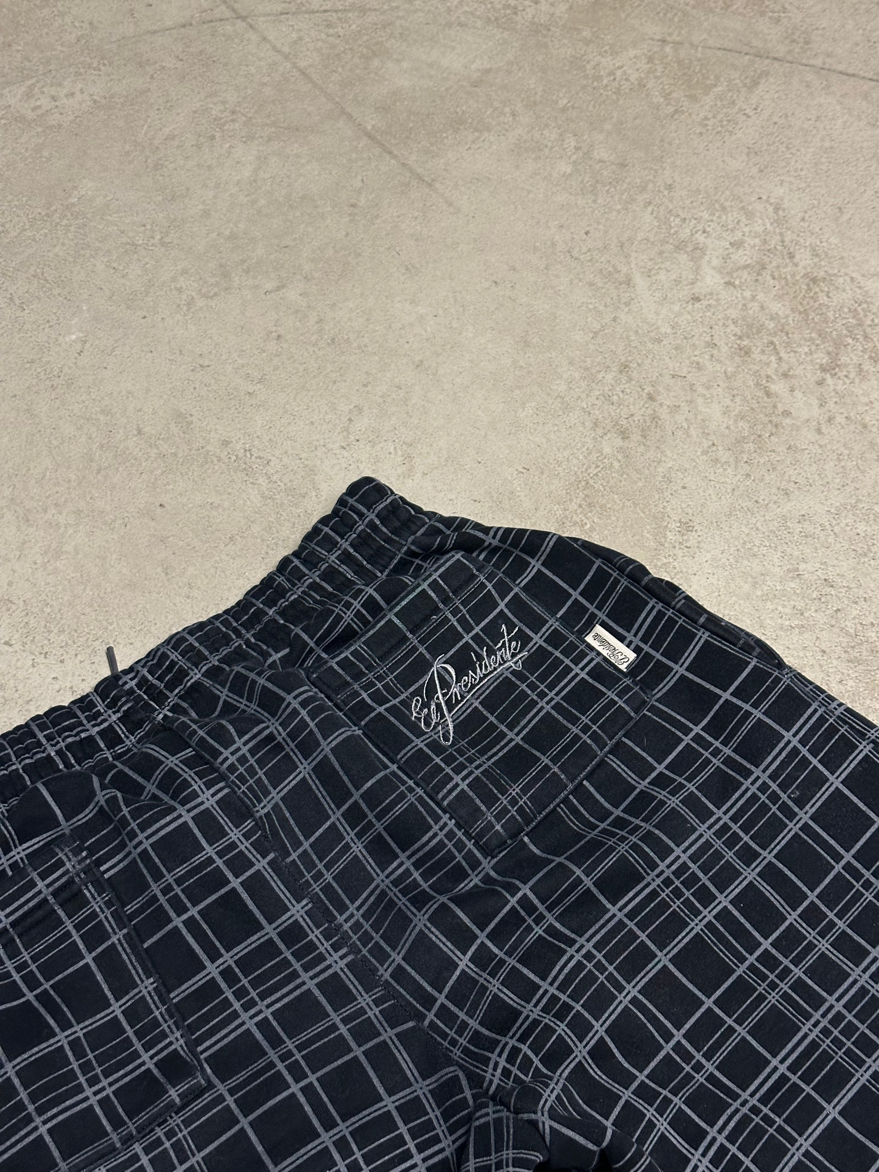 Y2K Vintage El Presidente Baggy Jeans – Size S – Schwarz – White Stripes